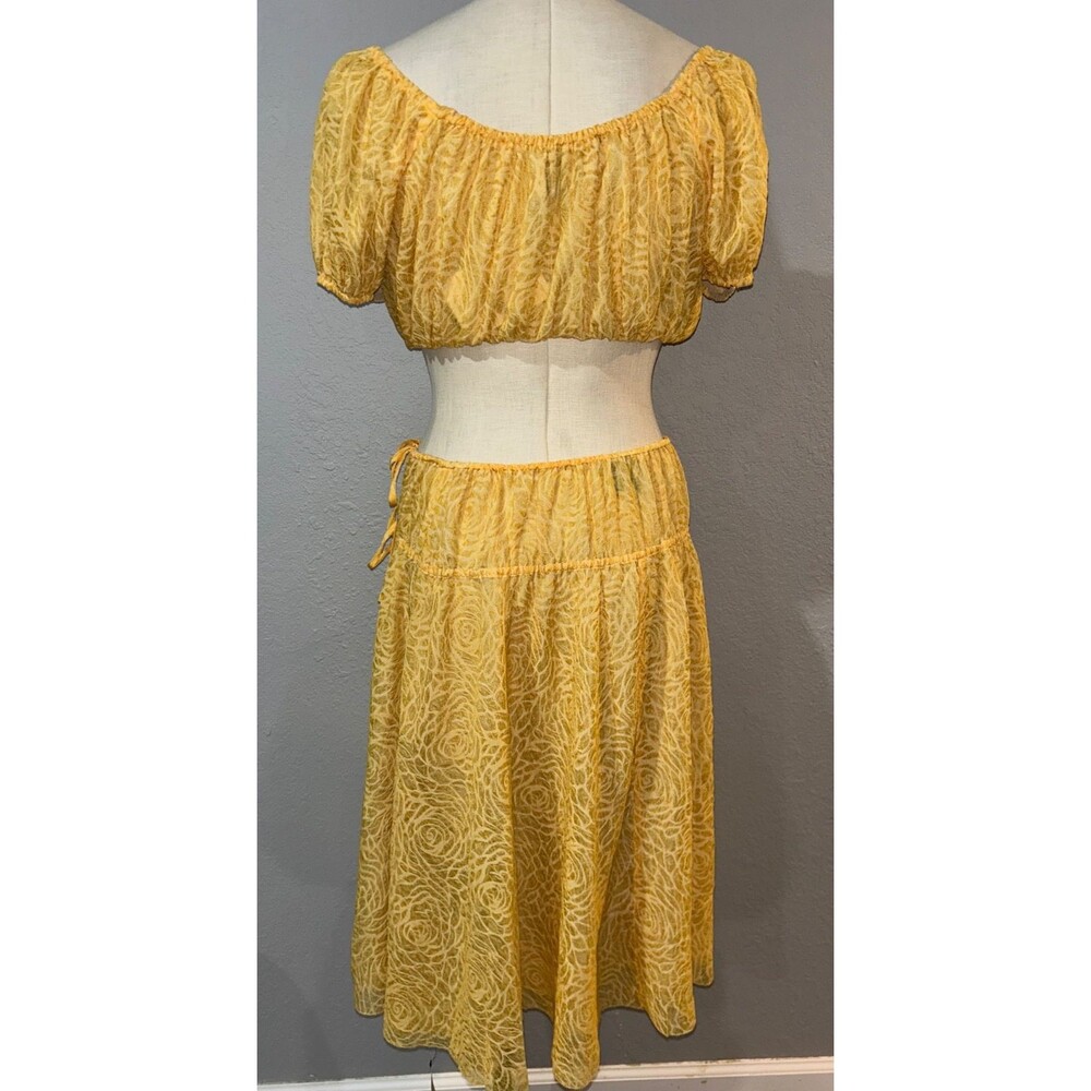 Reformation Valeria Women's Puff Sleeve Crop Top & Midi Skirt Set Size 8 NWT - Picture 7 of 11